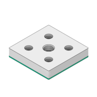 MODULAR SOLUTIONS PNEUMATIC PLATE 90MM X 90MM WITH GASKET 3/8" G THREADED CENTER THRU HOLE